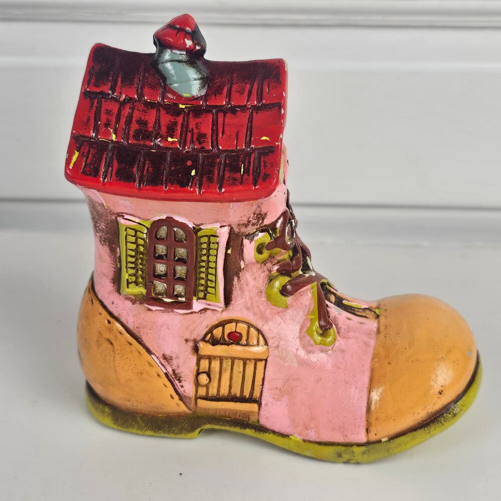 VTG  RARE 1969 R. Dakin & Co Shoe House bank Japan pink orange red lime